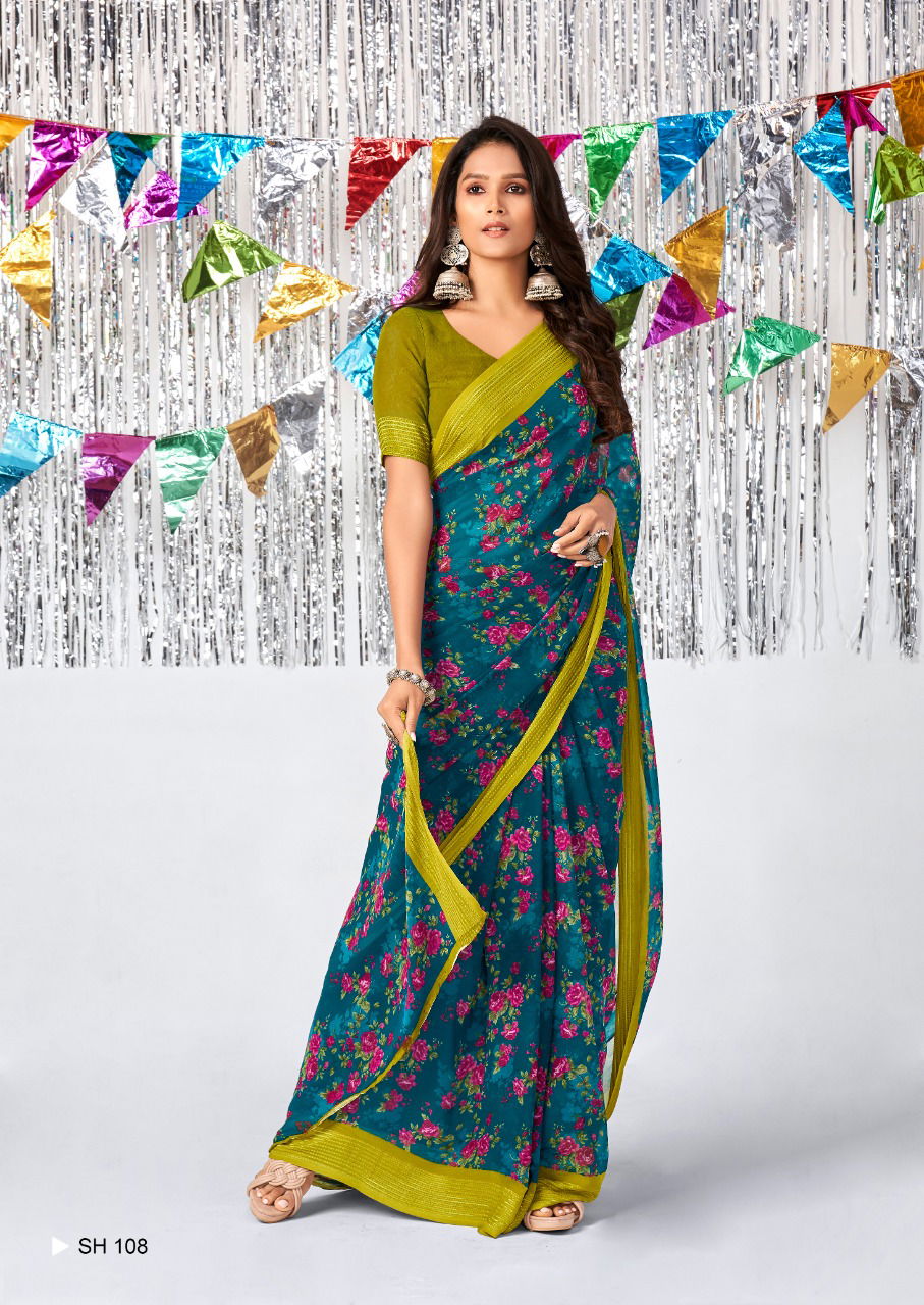Stavan Shara New Printed Designer Fancy Wear Georgette Saree Collection
